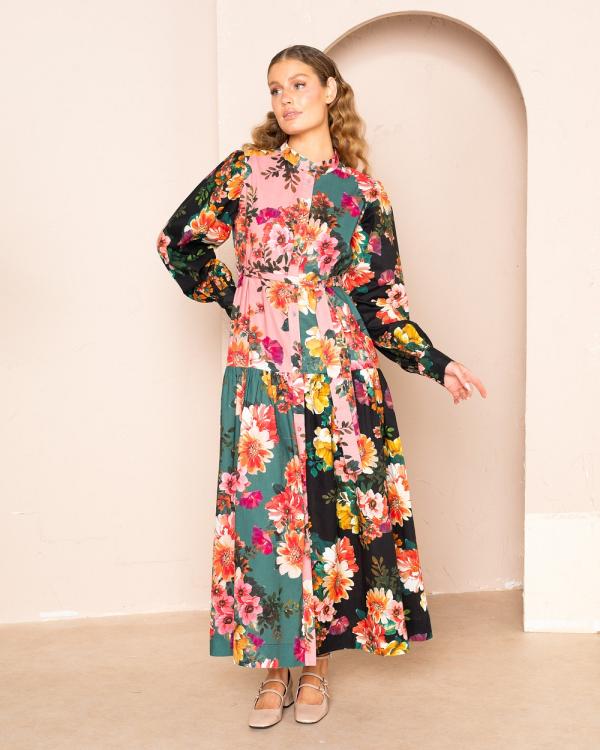 KACHEL - Sherri Tiered Maxi Shirt Dress - Printed Dresses (Multi) Sherri Tiered Maxi Shirt Dress