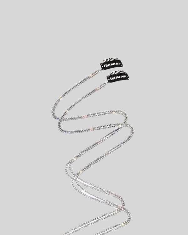 KAJA Clothing - Flash Diamond Chain Hair Clip Hair Band (2 pieces) - Hair Accessories (Sliver) Flash Diamond Chain Hair Clip-Hair Band (2 pieces)