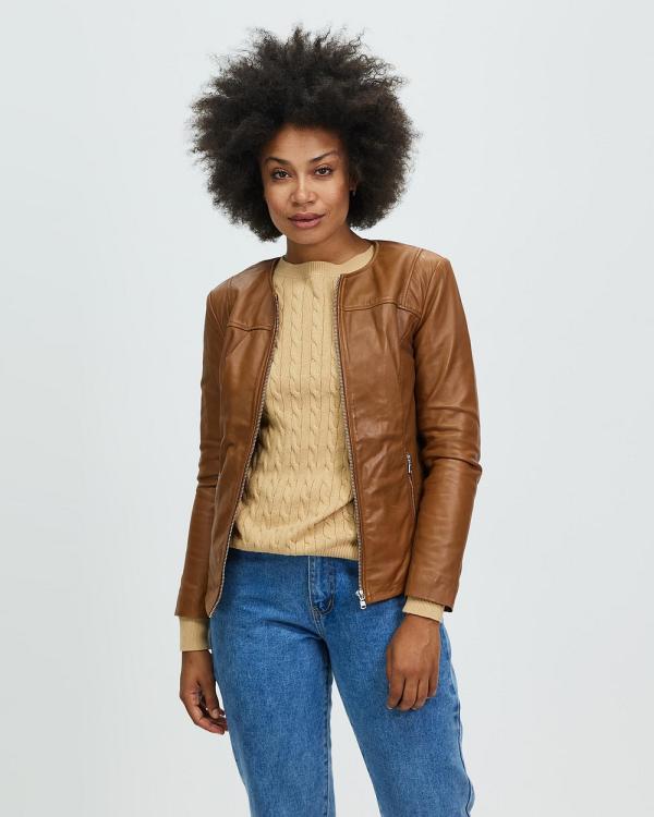 KAJA Clothing - Gia Leather Jacket - Coats & Jackets (Cognac) Gia Leather Jacket