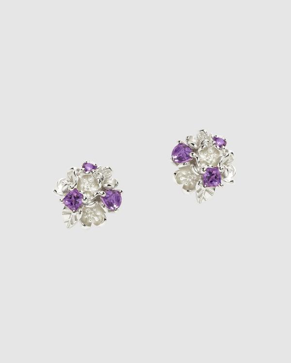 Karen Walker - Rock Garden Flower Ball Earrings with Amethyst - Jewellery (Sterling Silver) Rock Garden Flower Ball Earrings with Amethyst