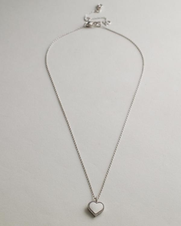 Kate Spade - Heart Pendant Necklace - Jewellery (Clear & Silver) Heart Pendant Necklace
