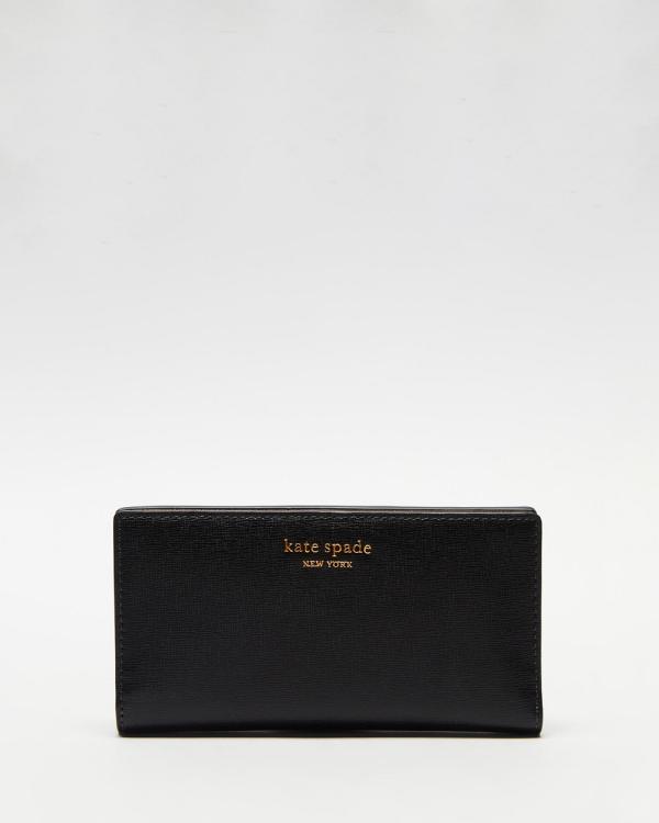 Kate Spade - Morgan Saffiano Leather Slim Bifold Wallet - Wallets (Black) Morgan Saffiano Leather Slim Bifold Wallet