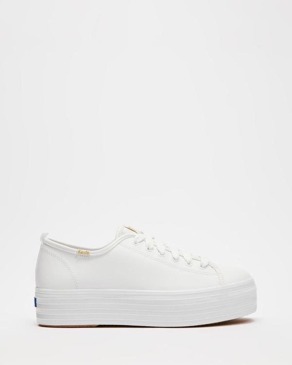 Keds - Triple Up Leather Sneakers   Women's - Sneakers (White) Triple Up Leather Sneakers - Women's