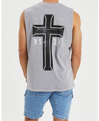 Kiss Chacey - Mortals Relaxed Fit Muscle Tee - T-Shirts & Singlets (Pigment Silver Sconce) Mortals Relaxed Fit Muscle Tee