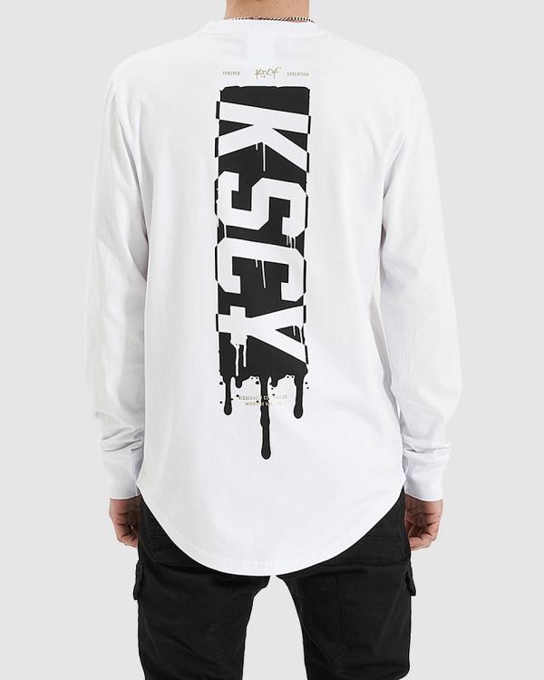 Kiss Chacey - Punks Heavy Dual Curved Ls Tee - T-Shirts & Singlets (White) Punks Heavy Dual Curved Ls Tee