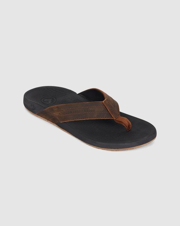 Kustom - Cruiser Leather Thong - Sandals (BLACK/BROWN) Cruiser Leather Thong