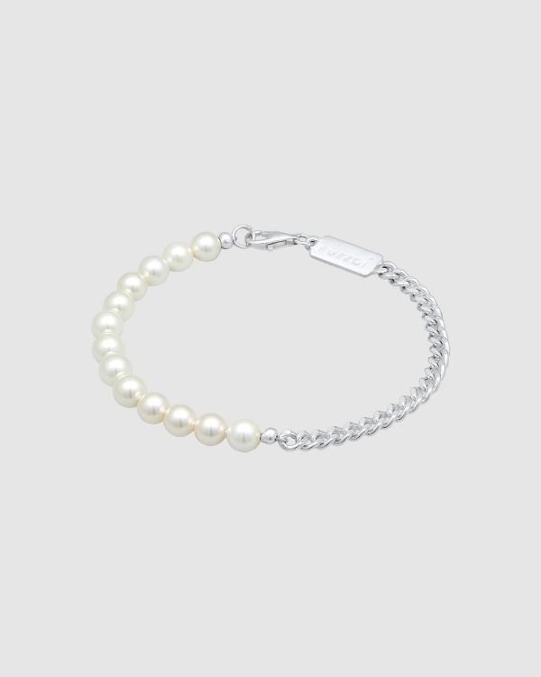 Kuzzoi -  Bracelet Men Trend Solid with shell core pearls in 925 sterling silver - Jewellery (white) Bracelet Men Trend Solid with shell core pearls in 925 sterling silver