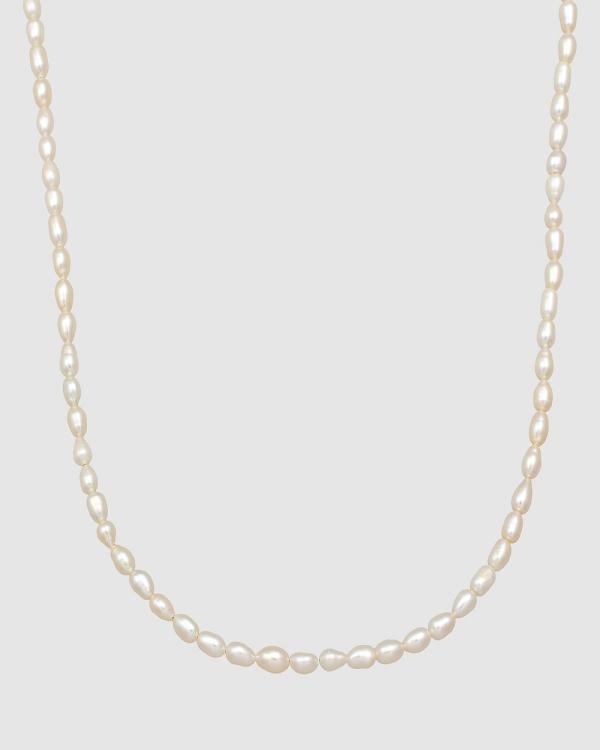 Kuzzoi -  Necklace Men Vintage Trend Oval with Freshwater Pearls in 925 Sterling Silver - Jewellery (white) Necklace Men Vintage Trend Oval with Freshwater Pearls in 925 Sterling Silver