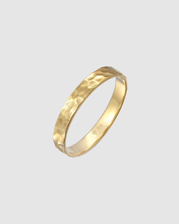 Kuzzoi -  Ring  Band Basic Hammered in 375 Yellow Gold - Jewellery (Gold) Ring  Band Basic Hammered in 375 Yellow Gold