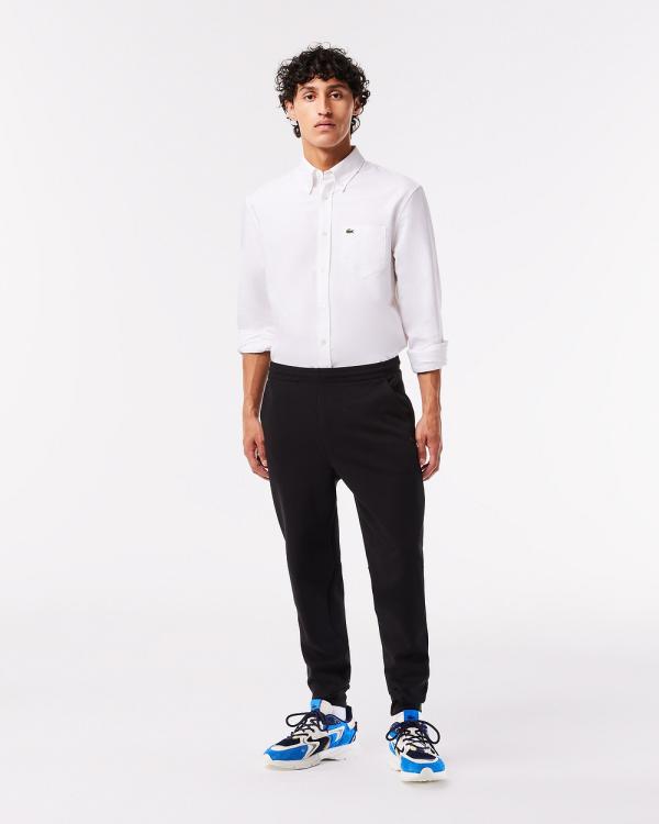 Lacoste - Slim Fit Heathered Cotton Blend Jogger Tracksuit Pants - Chino Shorts (BLACK) Slim Fit Heathered Cotton Blend Jogger Tracksuit Pants