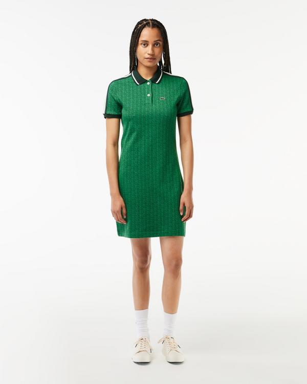 Lacoste - Slim Fit Monogram Jacquard Dress - Dresses (GREEN) Slim Fit Monogram Jacquard Dress