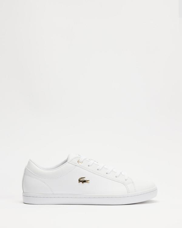 Lacoste - Straigthset 120 1 Sneakers   Women's - Lifestyle Sneakers (White & Gold) Straigthset 120 1 Sneakers - Women's