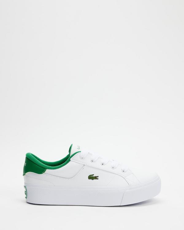 Lacoste - Ziane Platform Leather Sneakers   Women's - Sneakers (White & Green) Ziane Platform Leather Sneakers - Women's