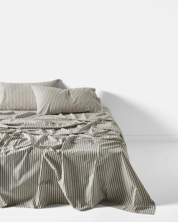 Linen House - Classic Stripe Sheet Set - Home (Charcoal) Classic Stripe Sheet Set