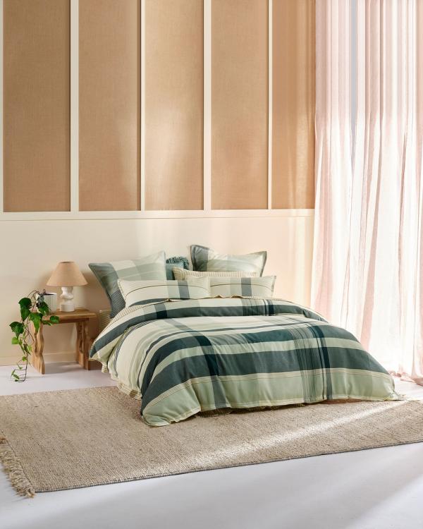 Linen House - Levon Quilt Cover Set - Home (Green) Levon Quilt Cover Set