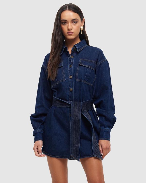 Lioness - Eighties Denim Dress - Dresses (Indigo) Eighties Denim Dress