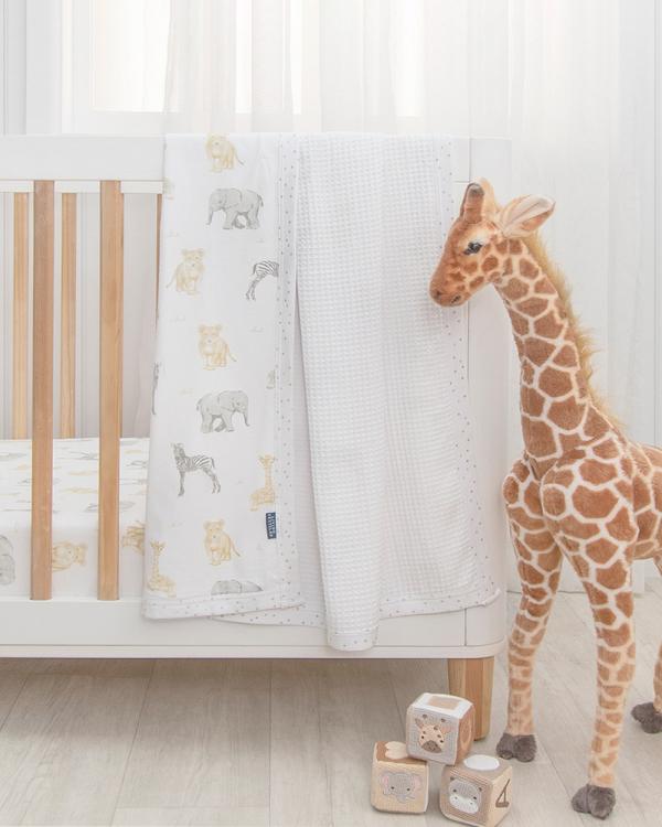 Living Textiles - Cot Waffle Blanket    Savanna Babies - Nursery (Mutli) Cot Waffle Blanket -  Savanna Babies