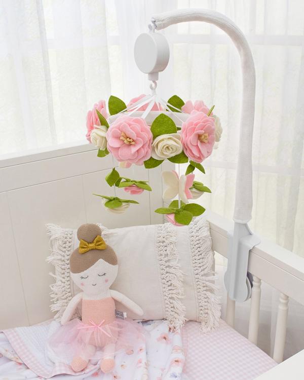 Living Textiles - Musical Mobile Set   Butterfly Garden - Nursery (Blush Pink) Musical Mobile Set - Butterfly Garden