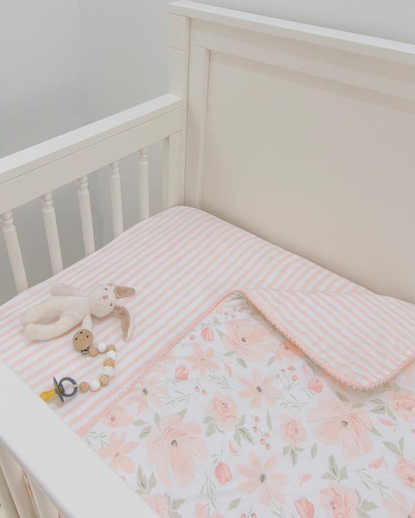 Lolli Living - Quilted Cot Comforter   Meadow - Nursery (Pink) Quilted Cot Comforter - Meadow