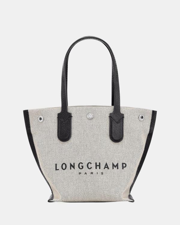 Longchamp - Essential Toile Shoulder Bag - Handbags (Ecru) Essential Toile Shoulder Bag