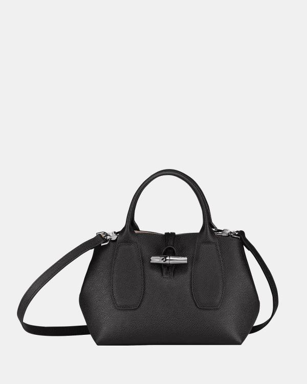 Longchamp - Roseau Top Handle Bag   Small - Handbags (Black) Roseau Top Handle Bag -