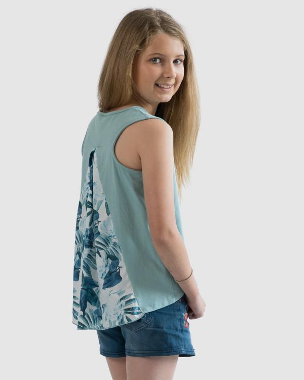Love Haidee - Girls Luxe Printed Tank in Floral Dreaming - T-Shirts & Singlets (Green) Girls Luxe Printed Tank in Floral Dreaming