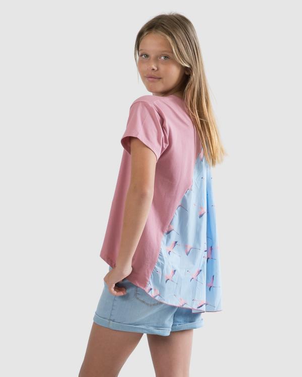 Love Haidee - Girls Luxe Printed Top in Flamingo Flight - Short Sleeve T-Shirts (Pink) Girls Luxe Printed Top in Flamingo Flight