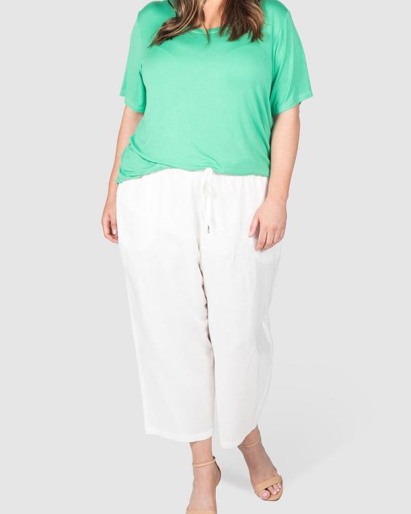 Love Your Wardrobe - Grace Crop Linen Pants - Pants (White) Grace Crop Linen Pants