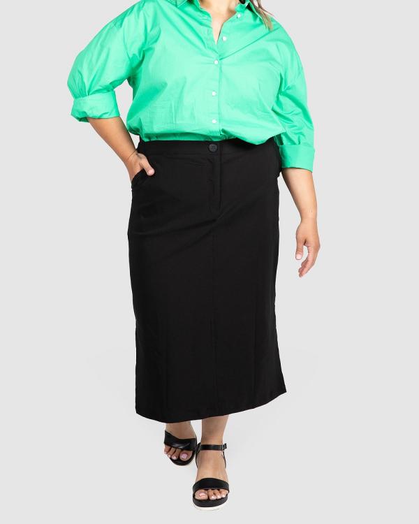 Love Your Wardrobe - Tyra Bengaline Midi Skirt - Pencil skirts (Black) Tyra Bengaline Midi Skirt