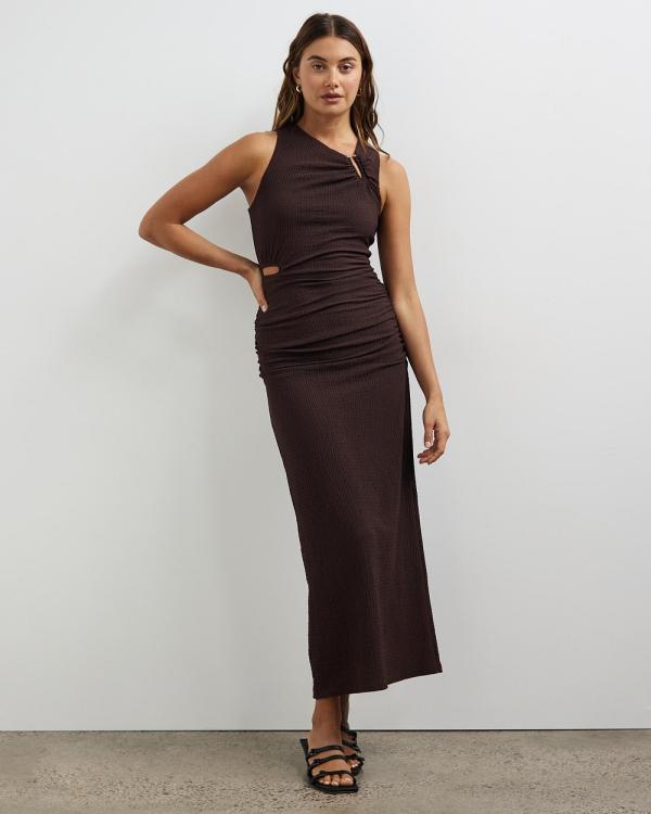 Lover - Jiro Textured Maxi Dress - Bodycon Dresses (Chocolate) Jiro Textured Maxi Dress