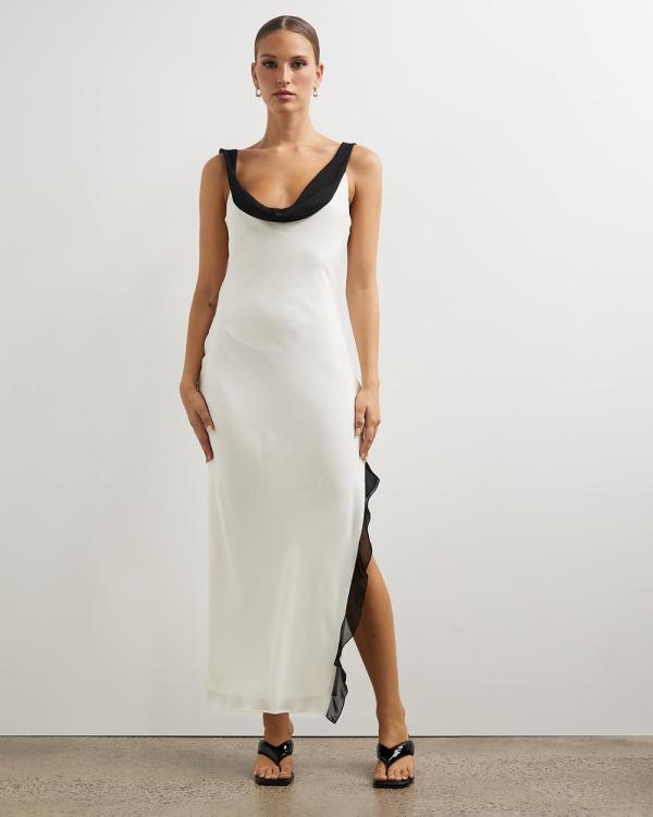 Lover - Nightrose Silk Cowl Midi Dress - Bridesmaid Dresses (Cream Black Contrast) Nightrose Silk Cowl Midi Dress