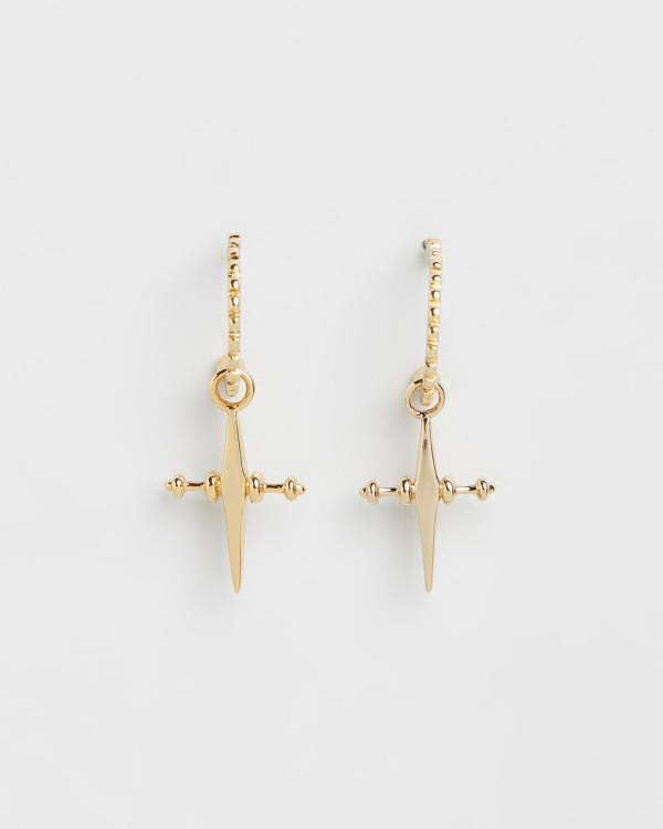 Luv Aj - Gold Mini Cross Hoop Earrings - Jewellery (Gold) Gold Mini Cross Hoop Earrings