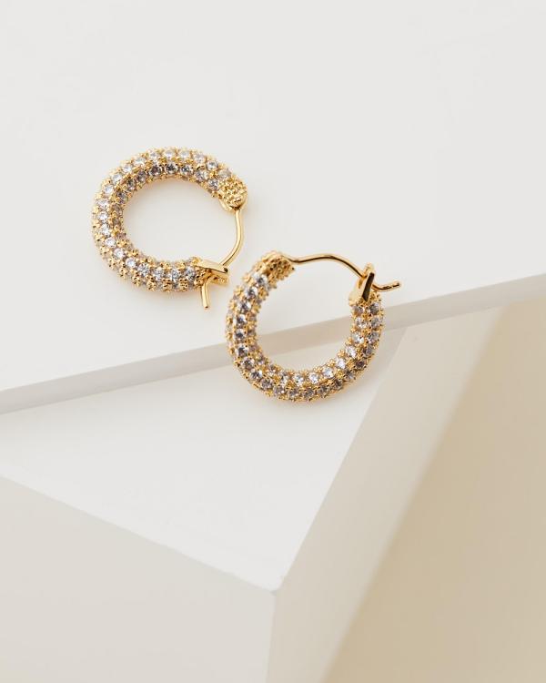 Luv Aj - Gold Pave Amalfi Huggie Hoop Earrings - Jewellery (Gold) Gold Pave Amalfi Huggie Hoop Earrings