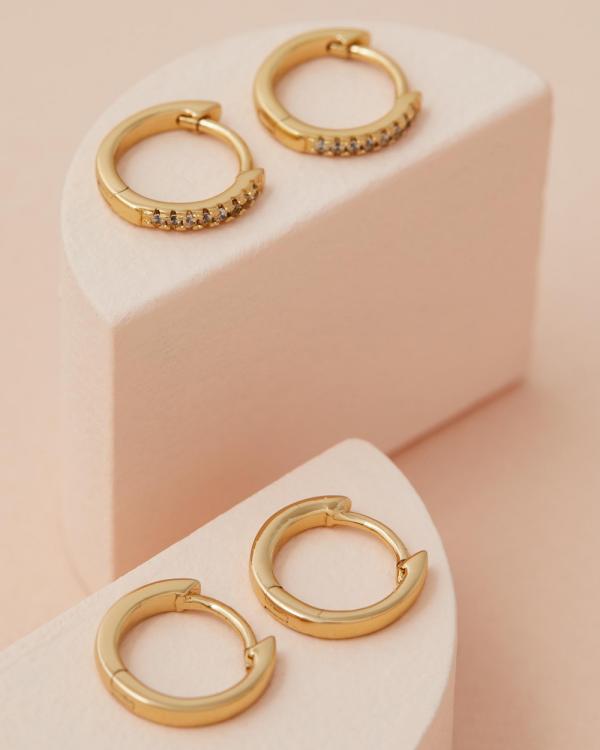 Luv Aj - Sorrento Hoop Huggie Earrings Pack - Jewellery (Gold) Sorrento Hoop Huggie Earrings Pack