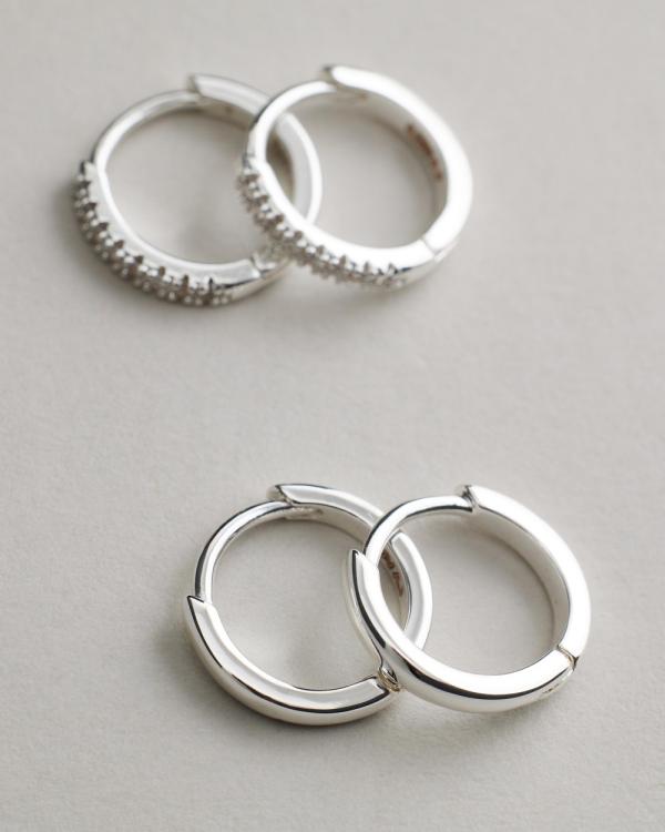 Luv Aj - Sorrento Silver Hoop Huggie Earring Pack - Jewellery (Silver) Sorrento Silver Hoop Huggie Earring Pack