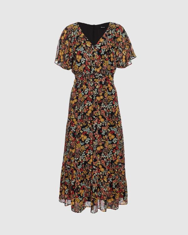 Madewell - Dolman Sleeve Ruffle Hem Midi Dress - Dresses (Flower Garden) Dolman-Sleeve Ruffle-Hem Midi Dress