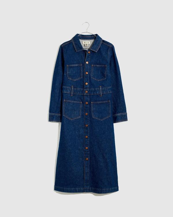 Madewell - Snap Front Midi Shirtdress - Dresses (Blue Wash) Snap-Front Midi Shirtdress