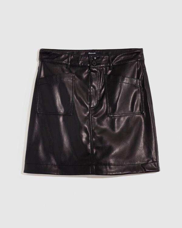 Madewell - Vegan Leather A Line Mini Skirt - Leather skirts (Black) Vegan Leather A-Line Mini Skirt