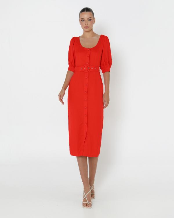Madison The Label - Darci Midi Dress - Dresses (Red) Darci Midi Dress