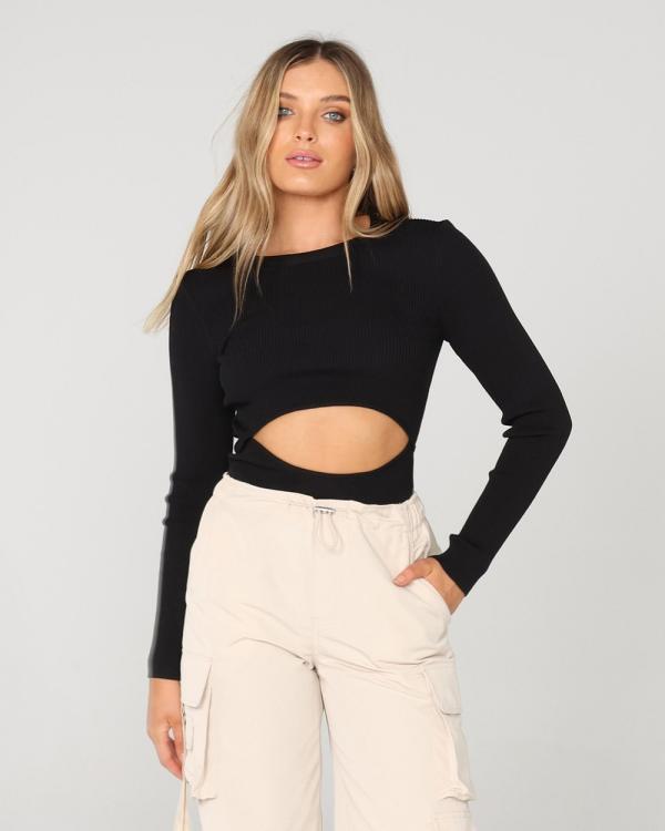 Madison The Label - Olivia Knit Top - Tops (Black) Olivia Knit Top