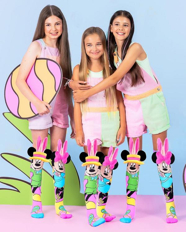 MADMIA - Easter With Mickey And Minnie Socks   Kids Teens - Knee High Socks (Multi) Easter With Mickey And Minnie Socks - Kids-Teens