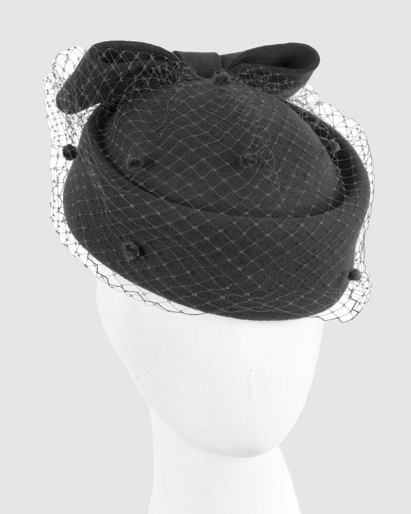 Max Alexander - Felt Pillbox Hat With Veil - Fascinators (Black) Felt Pillbox Hat With Veil