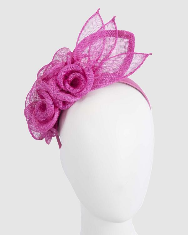 Max Alexander - Flower Sinamay Fascinator Headband - Fascinators (Fuchsia) Flower Sinamay Fascinator Headband