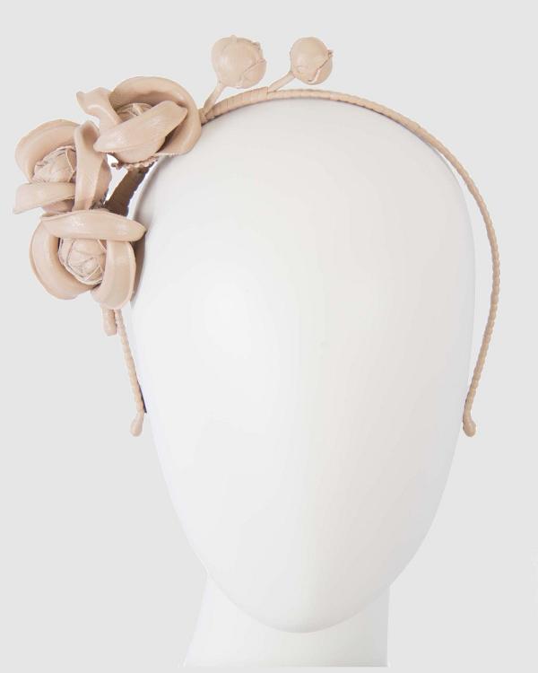 Max Alexander - Nude Leather Flowers Headband - Fascinators (nude) Nude Leather Flowers Headband
