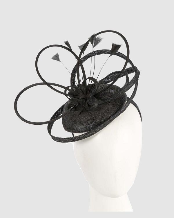 Max Alexander - Pillbox Racing Fascinator with Feathers - Fascinators (Black) Pillbox Racing Fascinator with Feathers