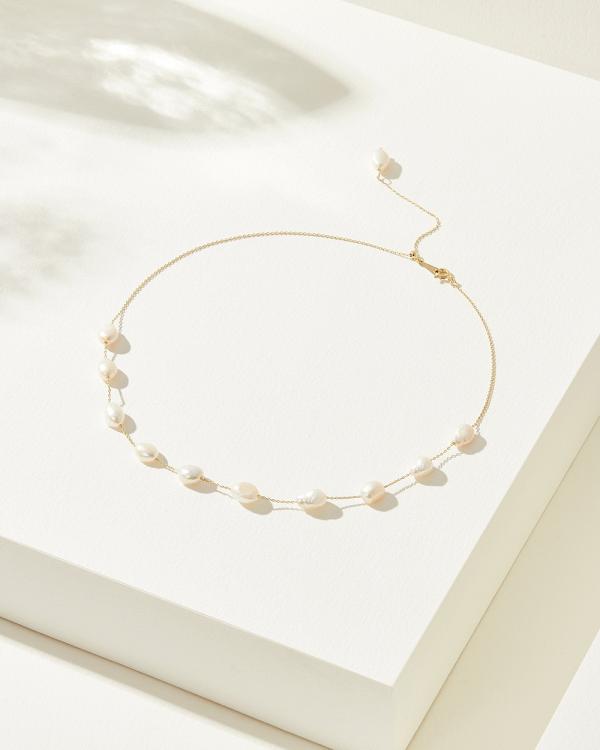 Mestige - Monaco Freshwater Pearl Necklace   18K Gold Plated - Jewellery (Gold) Monaco Freshwater Pearl Necklace - 18K Gold Plated