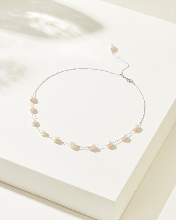 Mestige - Monaco Freshwater Pearl Necklace   Silver Plated - Jewellery (Gold) Monaco Freshwater Pearl Necklace - Silver Plated