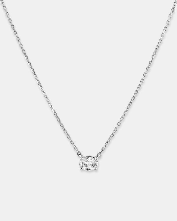 Michael Hill - 0.25 Carat TW Oval Cut Diamond Solitaire Necklace in 18kt White Gold - Jewellery (White) 0.25 Carat TW Oval Cut Diamond Solitaire Necklace in 18kt White Gold