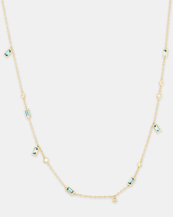 Michael Hill - London Blue Topaz Necklace with .14 Carat TW Diamonds in 10kt Yellow Gold - Jewellery (Yellow) London Blue Topaz Necklace with .14 Carat TW Diamonds in 10kt Yellow Gold