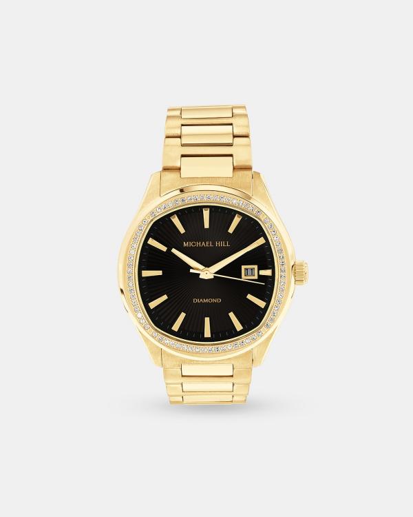 Michael Hill - Men's 0.60 Carat TW Diamond Quartz Yellow Gold Tone Stainless Steel Watch with Black Dial - Luxury Watches (Yellow) Men's 0.60 Carat TW Diamond Quartz Yellow Gold Tone Stainless Steel Watch with Black Dial